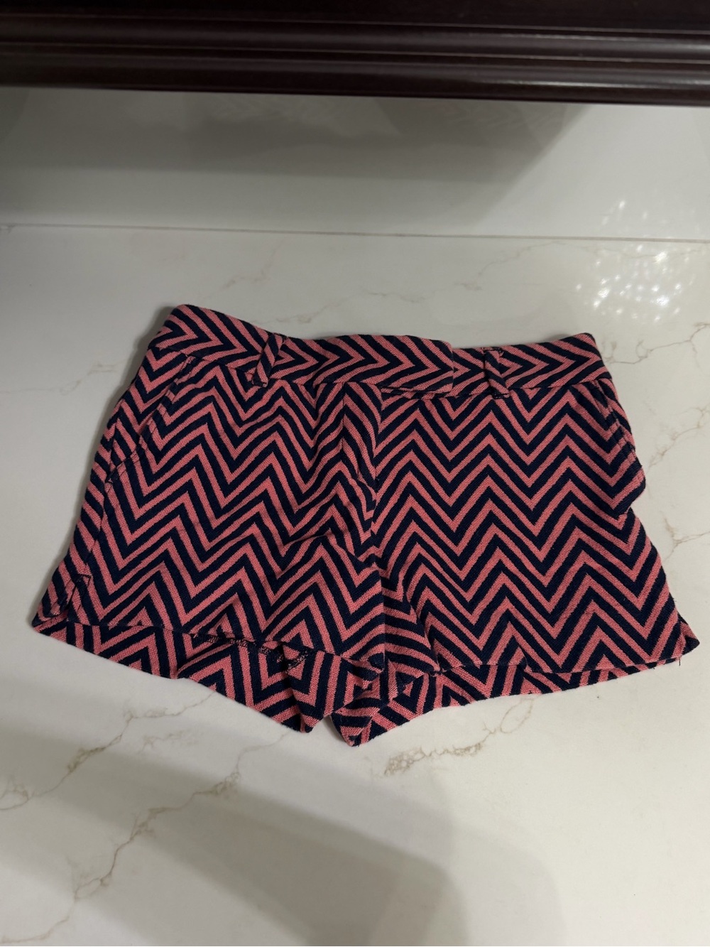 LOFT Pink & Black Chevron High Waist Shorts